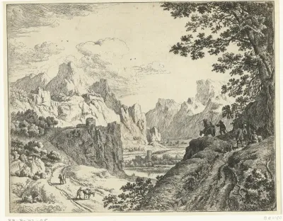 Rivierlandschap met reizigers