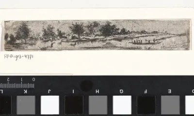 Rivierlandschap met roeiboot