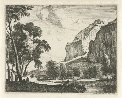 Rivierlandschap met rotsen