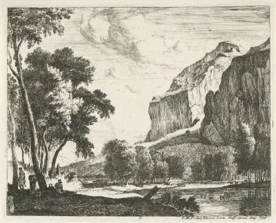 Rivierlandschap met rotsen