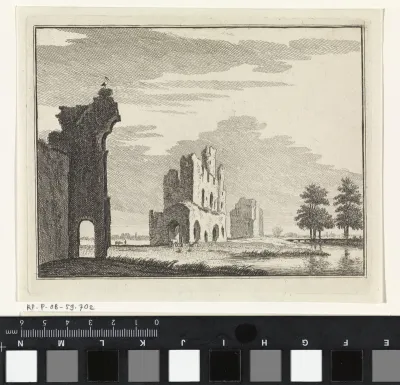 Rivierlandschap met ruïnes