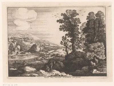 Rivierlandschap met rustende figuren