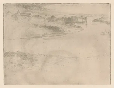 Rivierlandschap met vestingstad