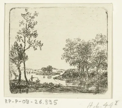 Rivierlandschap met visser
