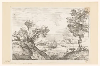 Rivierlandschap met visser