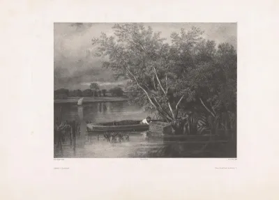 Rivierlandschap met visser in boot