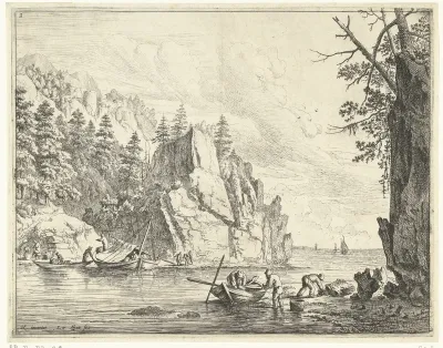 Rivierlandschap met vissers