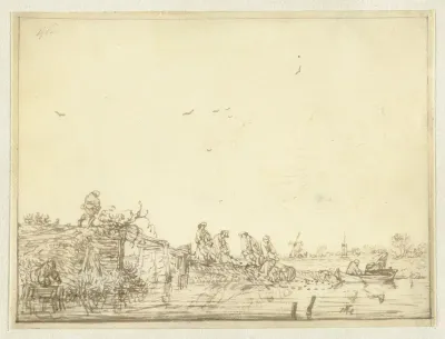 Rivierlandschap met vissers