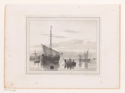 Rivierlandschap met zeilboten