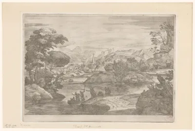 Rivierlandschap met zicht op een stad