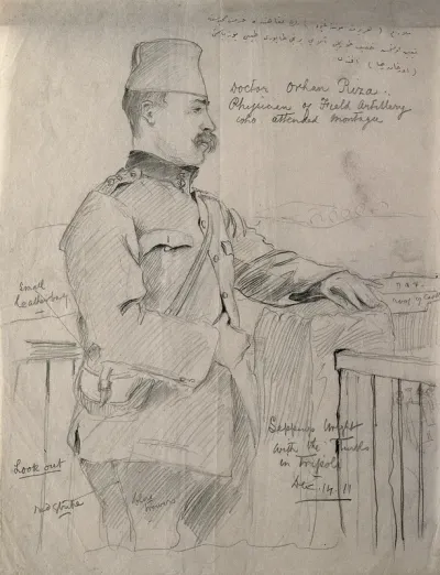 Riza Orhan. Pencil drawing by H.C.S. Wright, 1911