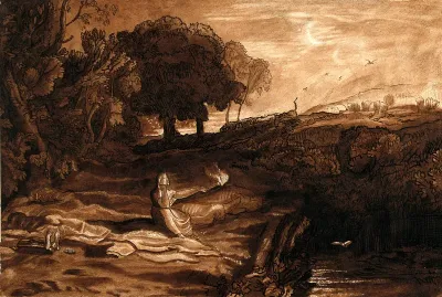 Rizpah protecting the bodies of her murdered sons Armoni and Mephibosheth