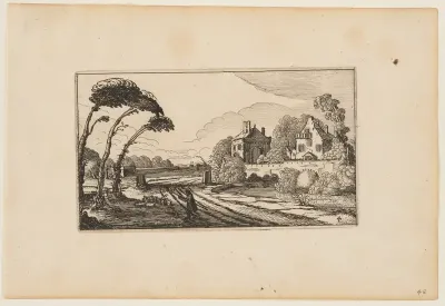 Road to Left of a Moated and Walled Country House, from Twelve landscapes with Figures