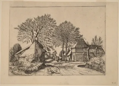 Road with Barn and Cottages