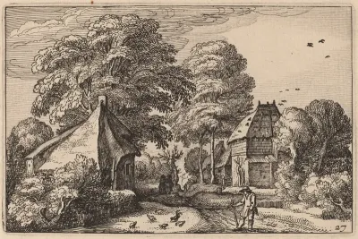 Road with Barn and Cottages