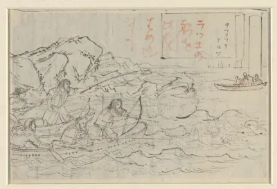 Robbenjacht vanuit een roeibootje — Utagawa Hiroshige (II) Kanvas Tablo