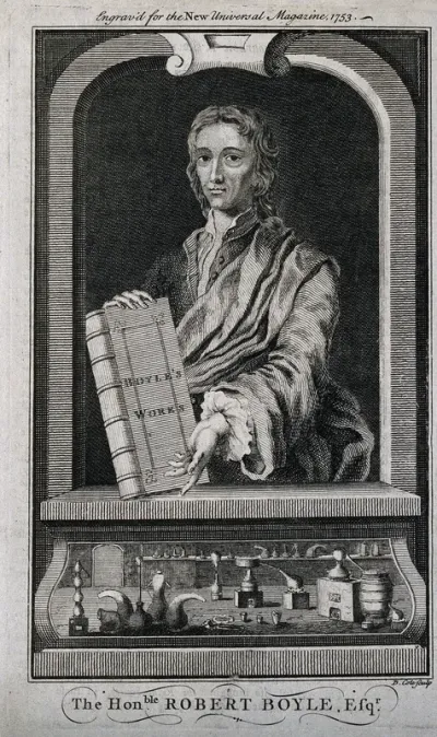 Robert Boyle. Line engraving by B. Cole, 1753