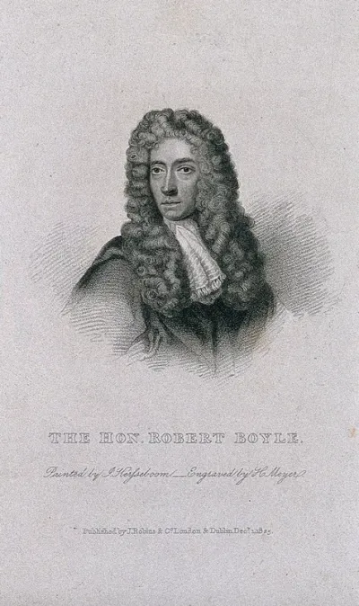 Robert Boyle. Stipple engraving by H. Meyer, 1825, after J. Kerseboom