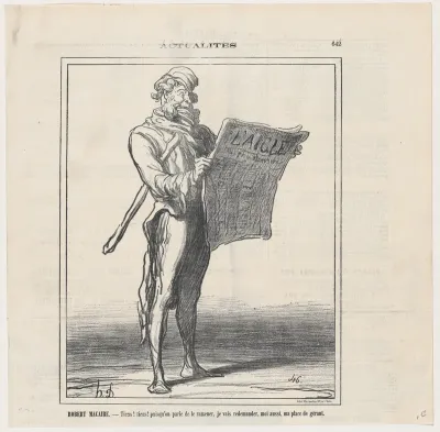 Robert Macaire: Well, well, it seems he's allowed to return! Maybe I should apply for my old position as manager, from "News of the day"