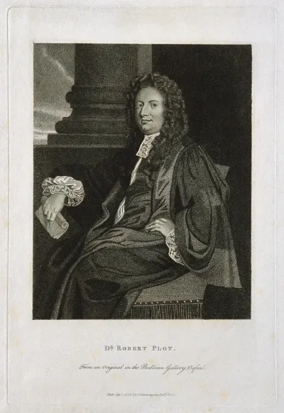 Robert Plot. Stipple engraving by S. Harding, 1802