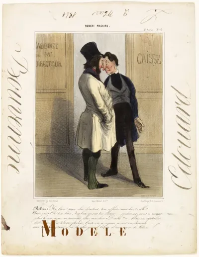 Robert: “- Well, well! My dear director... how's business?” Bertrand: “- Good, very good, I am quite content. Unfortunately we don't have a penny to continue! - Oh blast! - But an investor still owes us 200,000 Francs... and will come up for signatur