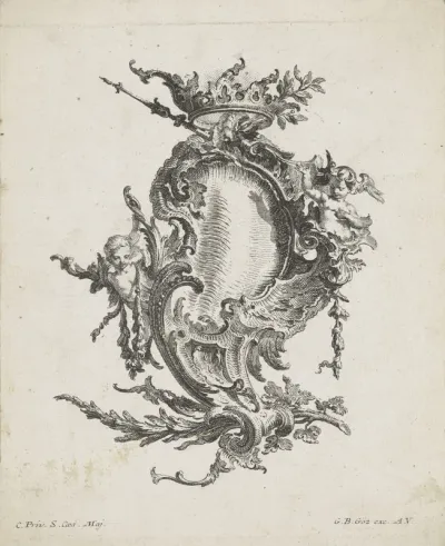 Rocaille cartouche met kroon