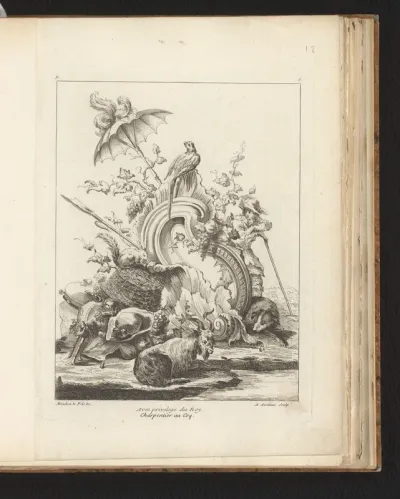 Rocaille met dieren en doedelzak