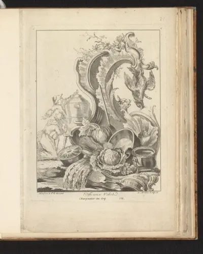 Rocaille met keukenattributen