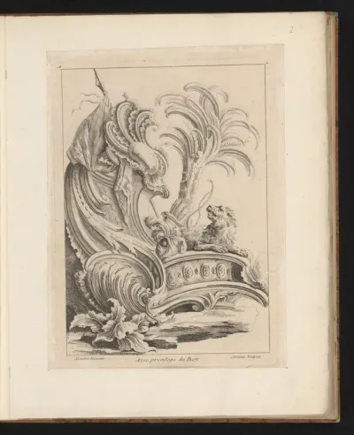 Rocaille met leeuw en palm