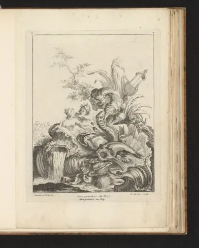 Rocaille met nimfen en vissen