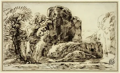 Rocks, Trees, and River