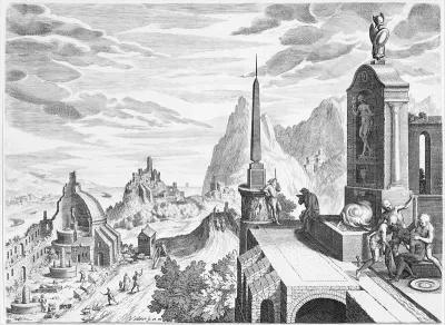 Rocky Landscape with Antique Buildings