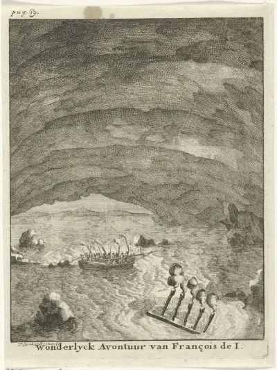 Roeiboot in een zeegrot