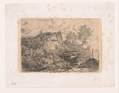 Roeiboot op de wal bij een ruïne