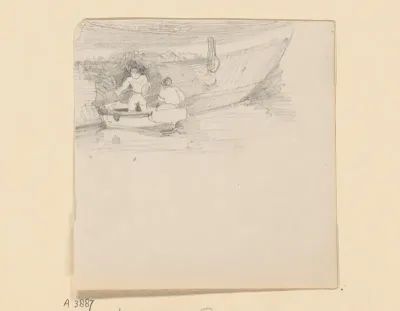 Roeibootje langszij van een schip