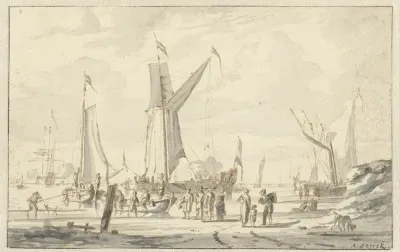 Roeiboten en een schip