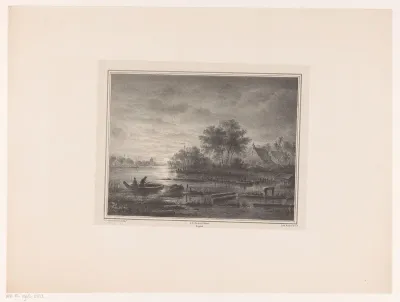 Roeiboten op rivier bij maanlicht