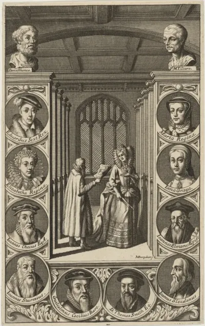 Roger Assham and Mary Surrounded by MedallianPortraits