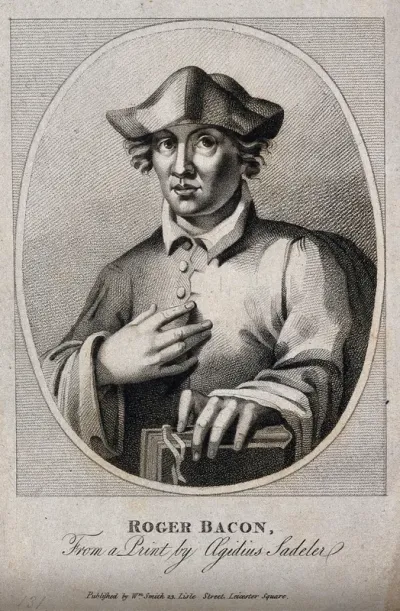 Roger Bacon. Stipple engraving after Ægidius Sadeler