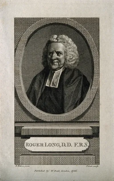 Roger Long. Line engraving by T. Cook, 1786, after B. Wilson