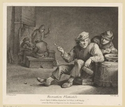 Rokende, drinkende en kaartende mannen