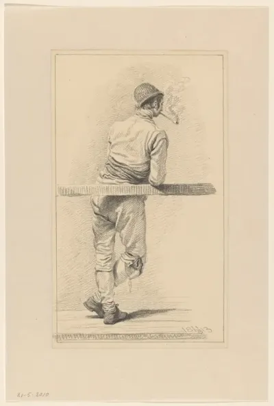 Rokende jongeman, van achteren