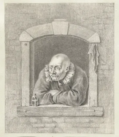 Rokende man in venster