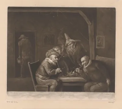Rokende mannen in een herberg