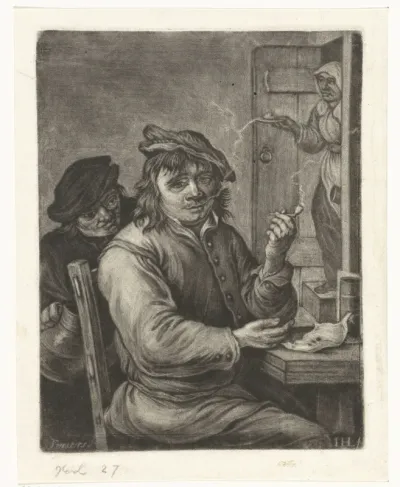 Roker aan een tafel