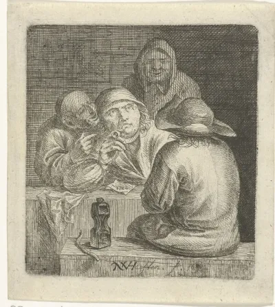 Roker met gezelschap aan een tafel