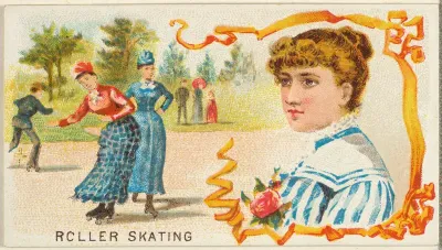 Roller Skating, from the Games and Sports series (N165) for Old Judge Cigarettes