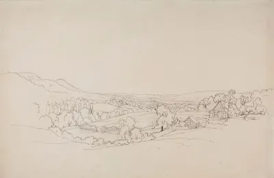 Rolling Landscape with Lattice Houses