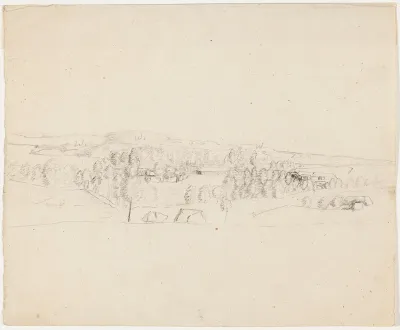 Rolling Plain Landscape with Some Buildings