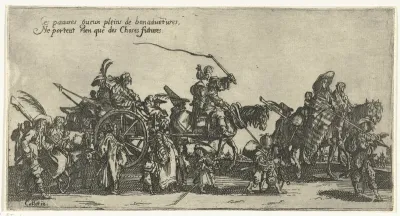 Roma met paarden en een kar onderweg